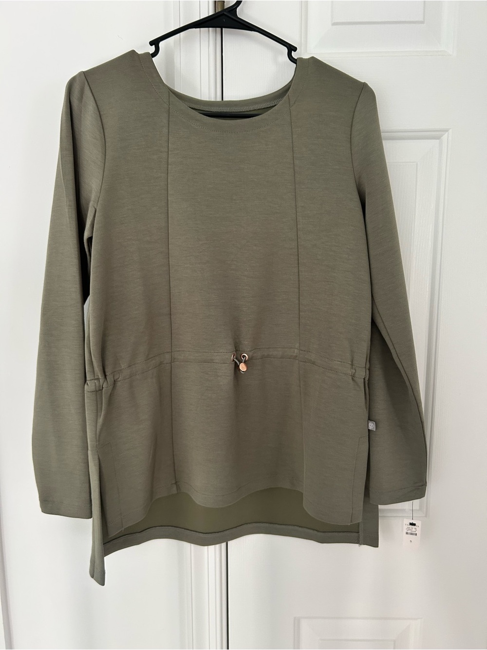 Talbots Olive Green Long Sleeve Drawstring Tunic Top